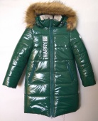 7421-И (темно-зеленый) Пальто для девочки